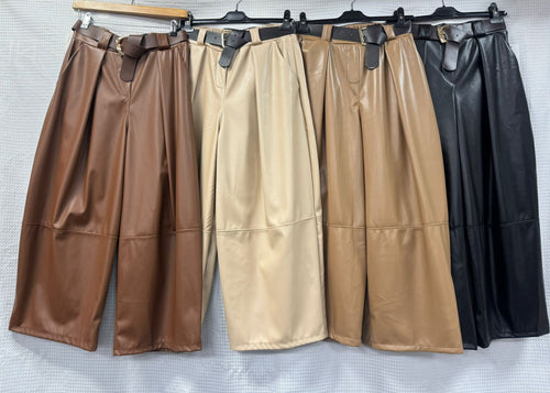Barrell Leg Soft PU Leather Look Trousers