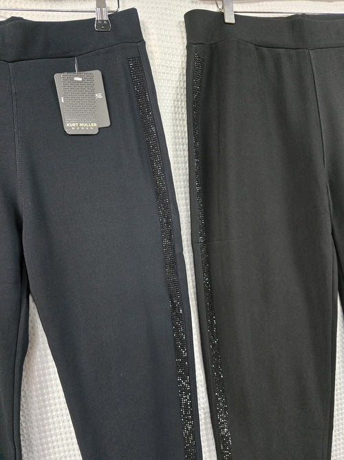 Side Sparkle Stretch Black Trousers