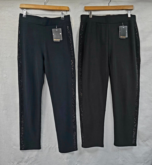 Side Sparkle Stretch Black Trousers
