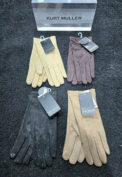 Suedette Diamante Stud Embellished Gloves