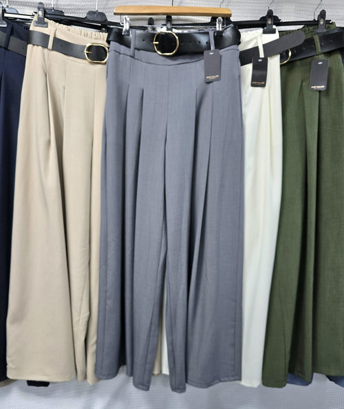 KM Zra Classy Wide Leg Belted Trousers