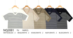 V Neck Stripe Fine Knit Top