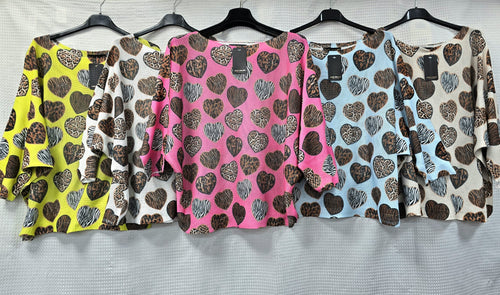 Leopard Heart Mesh Knit