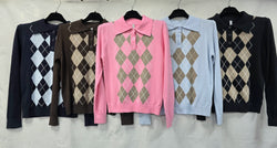 Argyle Soft Collar Polo Fine Knit