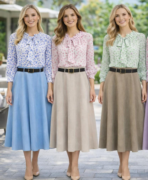 Plain Soft Suedette A Line Skirt