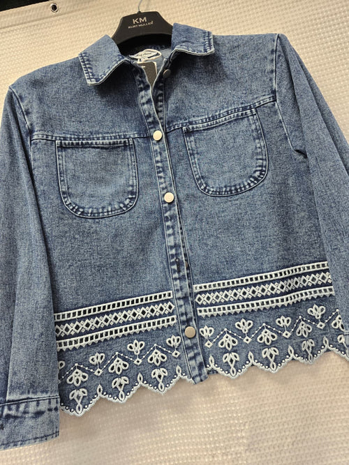Crochet Cotton Denim Jacket