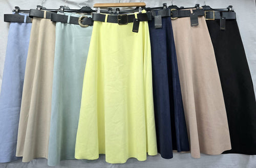 Plain Soft Suedette A Line Skirt