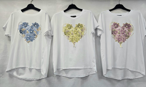 Poppy Heart Cotton High Low T-shirt Top