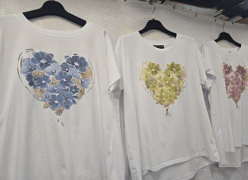 Poppy Heart Cotton High Low T-shirt Top