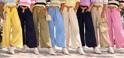 Cotton Barrel Leg Belted Trousers