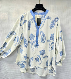 Kara Paisley Cotton Tunic Top