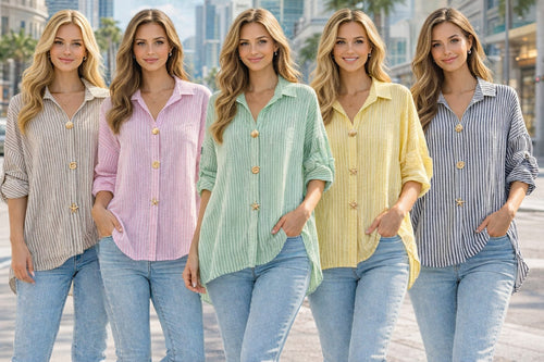 Shelley Gold Button Cotton Stripe Shirt
