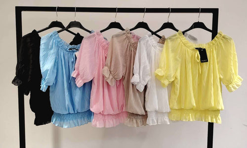 Short Sleeve Textured Wave Blouse