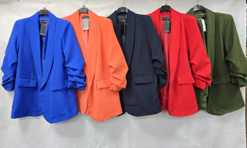 Rouched Sleeve Blazer