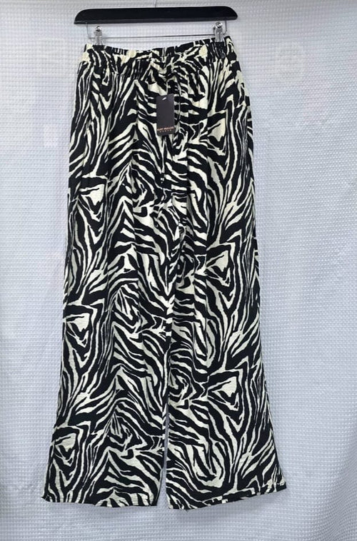 Zebra Printed Wide Leg Trousers