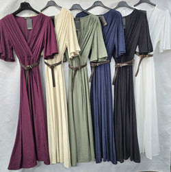 Tencel Wrap Belted Crossover Maxi Dress