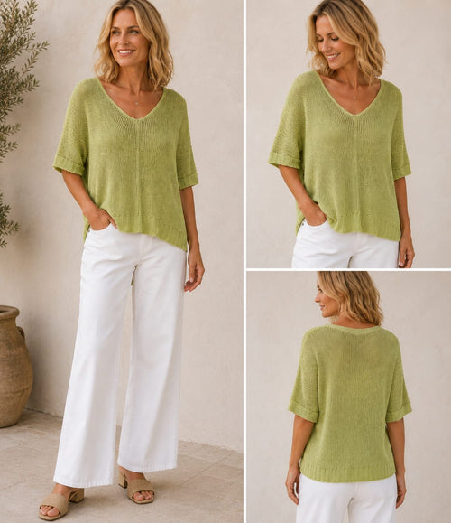 High Low Short Sleeve Knit