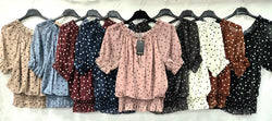 Polka Dot Bardot Chiffon Top