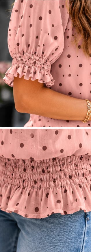 Polka Dot Bardot Chiffon Top