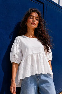 Cotton Crochet Short Sleeve Top