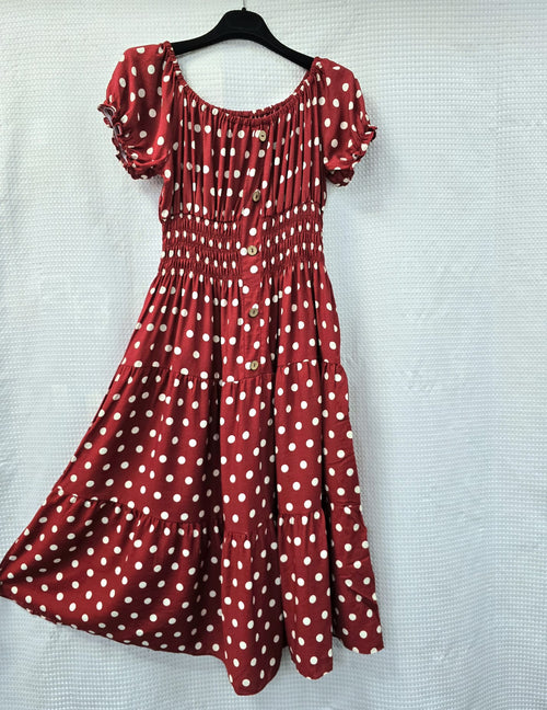 Berry Red Polka Dot Midi Dress