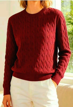 Soft Touch Crew Cable Fine Knit Jumper
