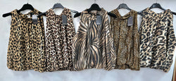Animal Print Tie Back Tencel Tops