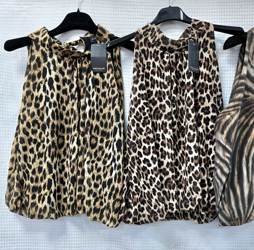Animal Print Tie Back Tencel Tops