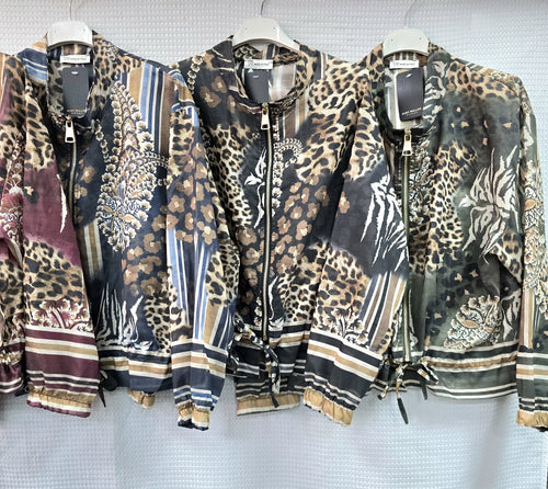 Tonal Leopard Tencel Bomber Jacket