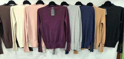 Gold Button Soft Turtle Neck Fine Knit