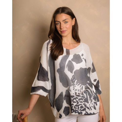 Cheetah Print V Neck Mesh Knit