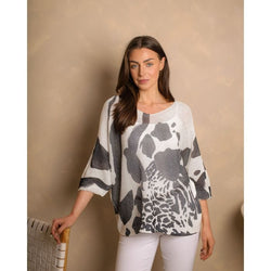 Cheetah Print V Neck Mesh Knit
