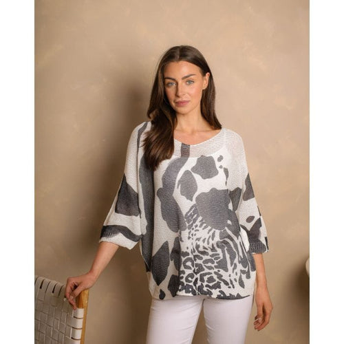 Cheetah Print V Neck Mesh Knit
