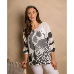 Cheetah Print V Neck Mesh Knit