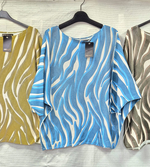 Abstract Fine Mesh Knit Top