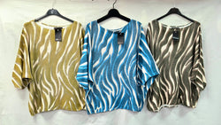 Abstract Fine Mesh Knit Top