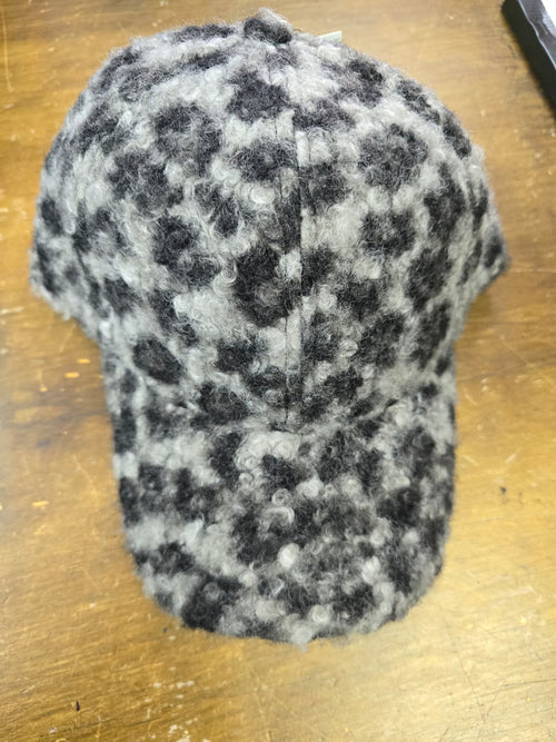 Boucle Leopard Print Baseball Cap Hat