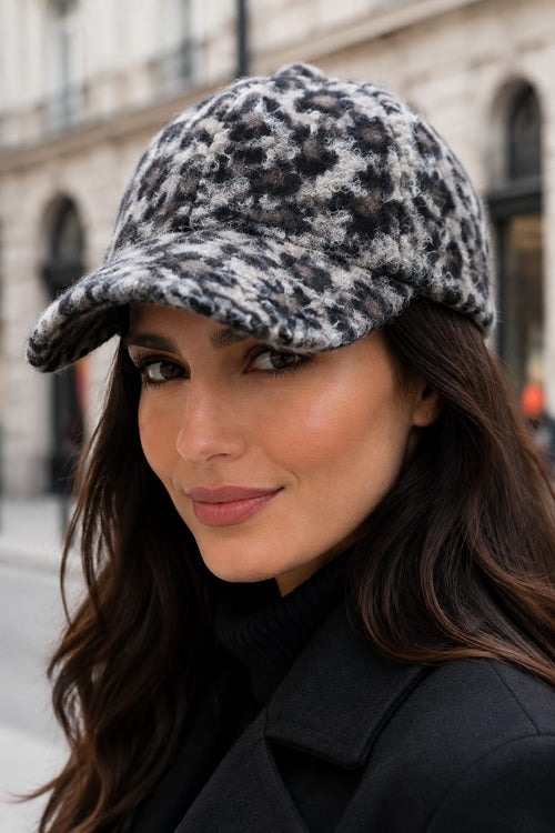 Boucle Leopard Print Baseball Cap Hat