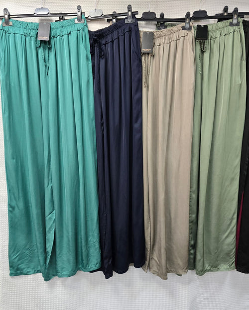 Silky Sateen Wide Leg Trousers