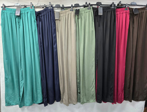 Silky Sateen Wide Leg Trousers