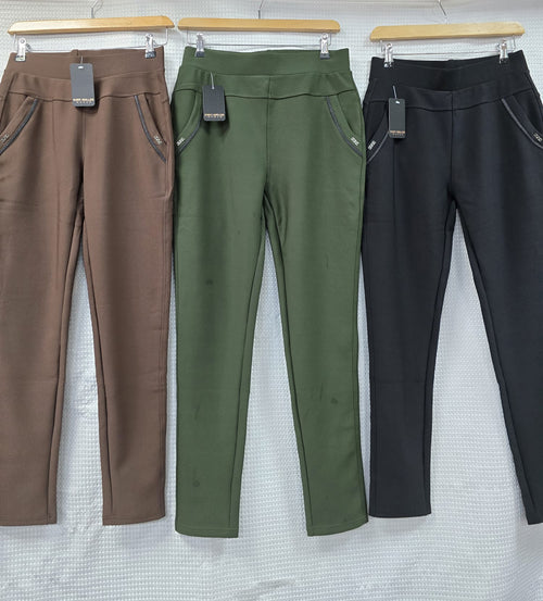 Scuba Stretch PU Trim Two Pocket Trousers