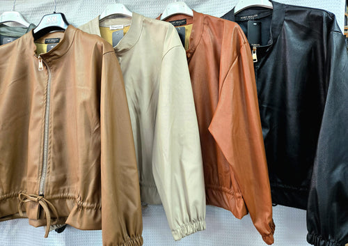 Vegan Leather Blouson Zip Jacket