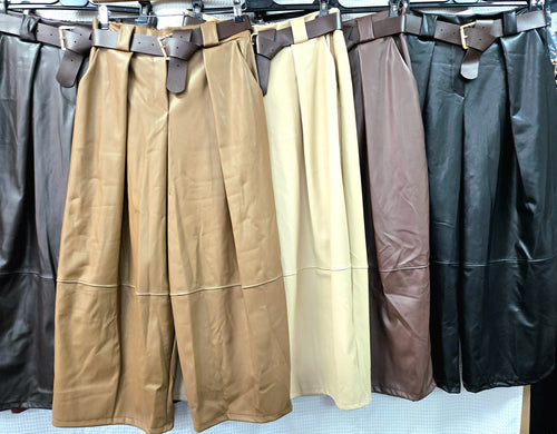 Barrell Leg Soft PU Leather Look Trousers