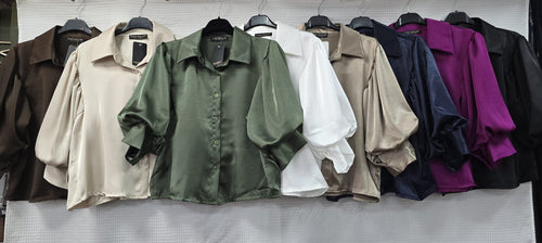 Sateen Puff Sleeve Shirt