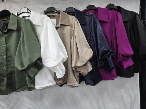 Sateen Puff Sleeve Shirt