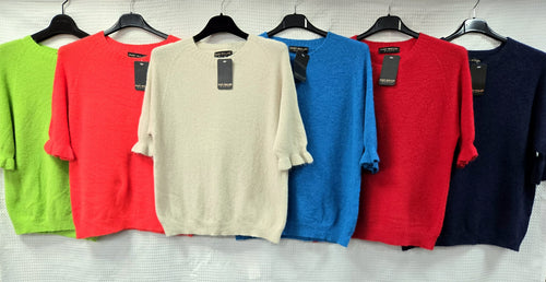 Baby Alpaca Wool Blend Frill Sleeve Top