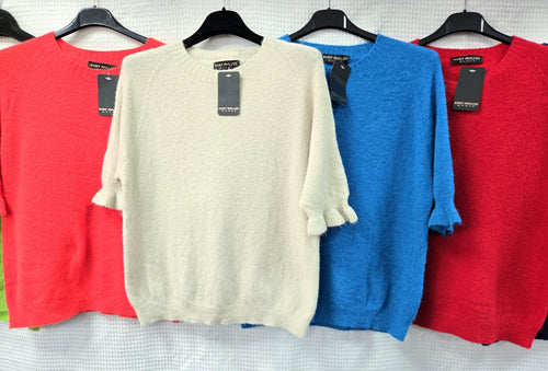 Baby Alpaca Wool Blend Frill Sleeve Top