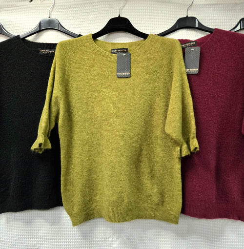 Baby Alpaca Wool Blend Frill Sleeve Top