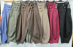 Military Button Barrell Leg Twill Trousers