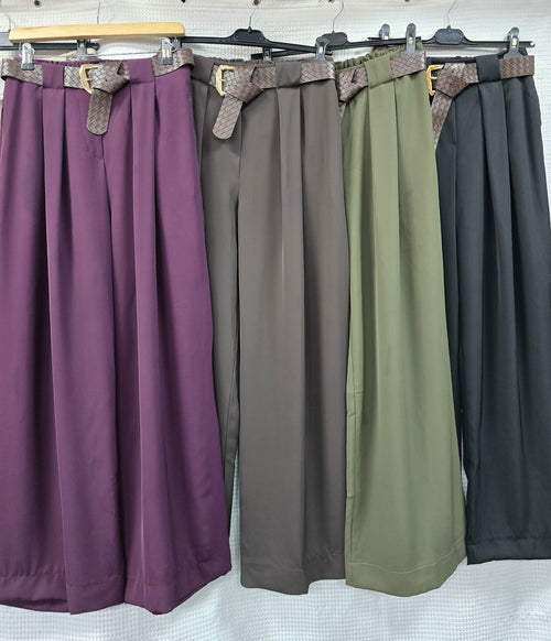 Wide Leg Brown Belted Zra Trousers
